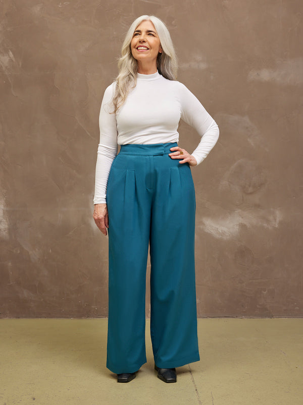 Lana - High Waist Trouser - Teal