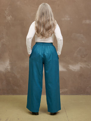 Lana - High Waist Trouser - Teal