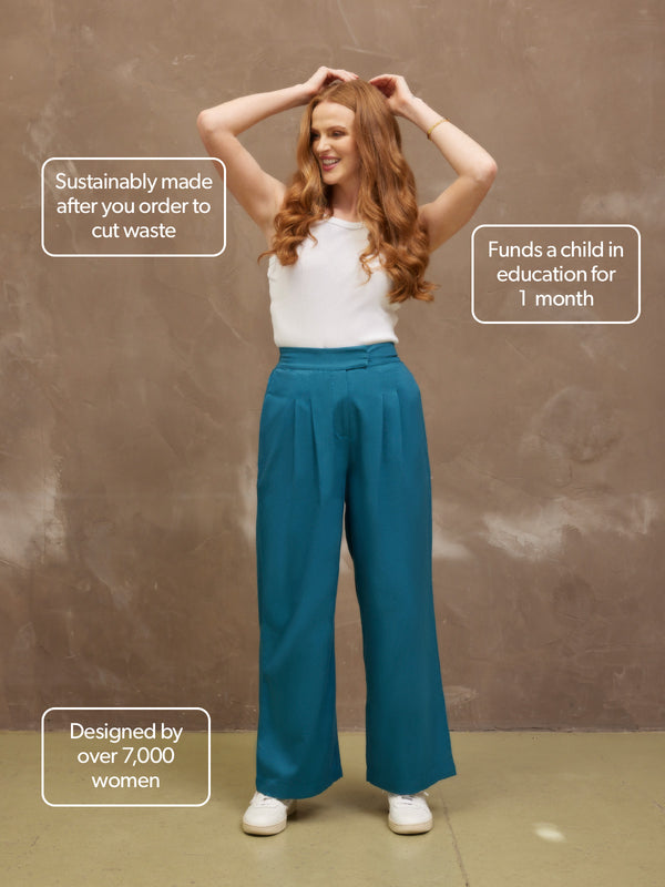 Lana - High Waist Trouser - Teal