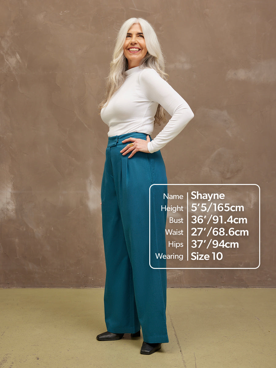 Lana - High Waist Trouser - Teal