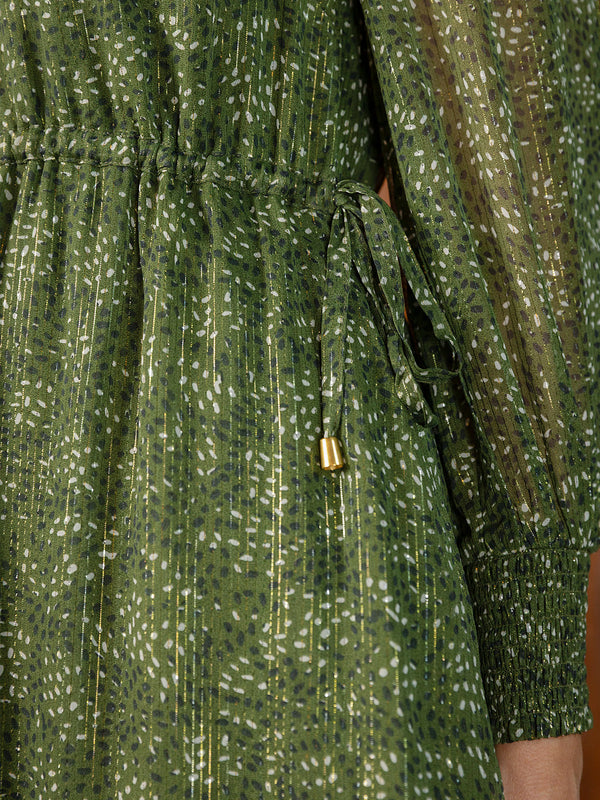 Libby Lurex Dress - Dark Green / Gold