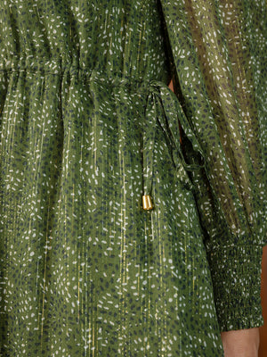 Libby Lurex Dress - Dark Green / Gold