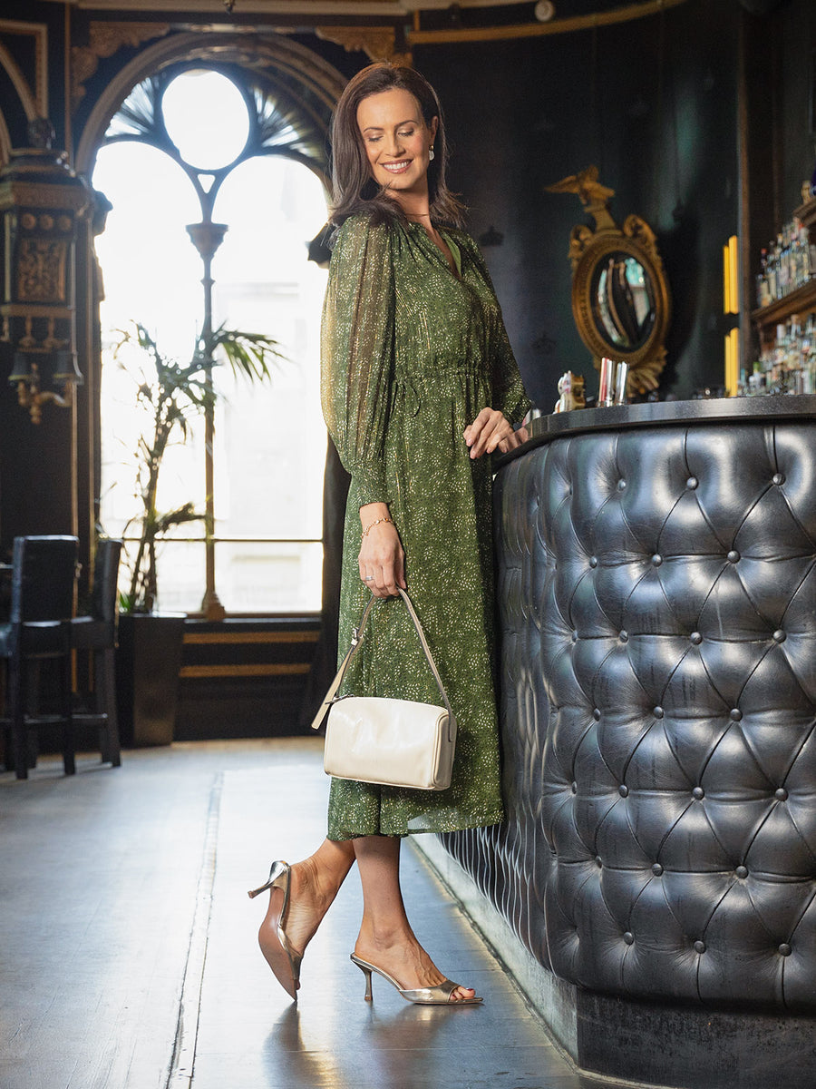 Libby Lurex Dress - Dark Green / Gold