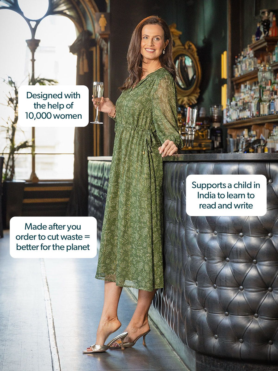 Libby Lurex Dress - Dark Green / Gold