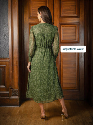Libby Lurex Dress - Dark Green / Gold