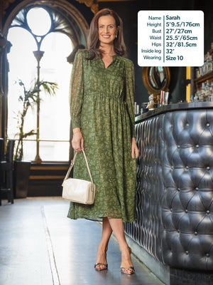 Libby Lurex Dress - Dark Green / Gold