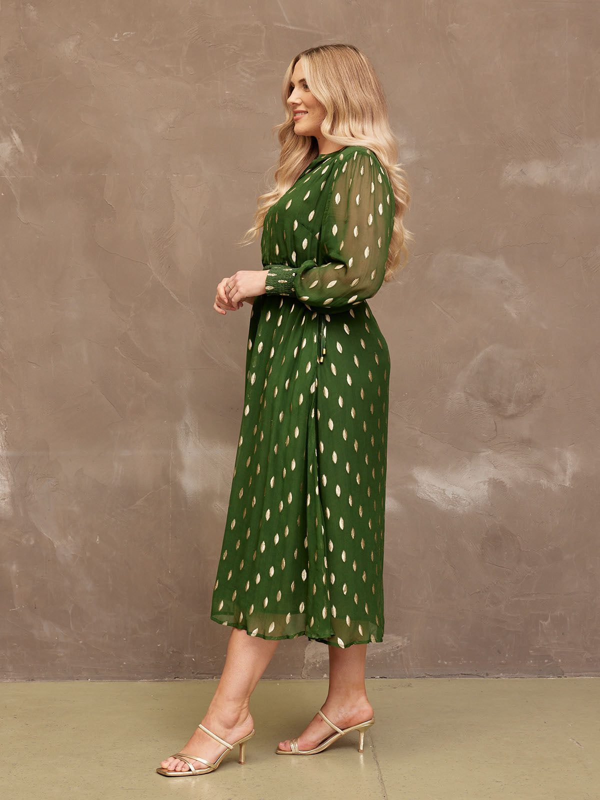 Libby - Lurex Midi Dress - Green and Gold This is Unfolded Libby - Lurex Midi Dress - Green and Gold This is Unfolded