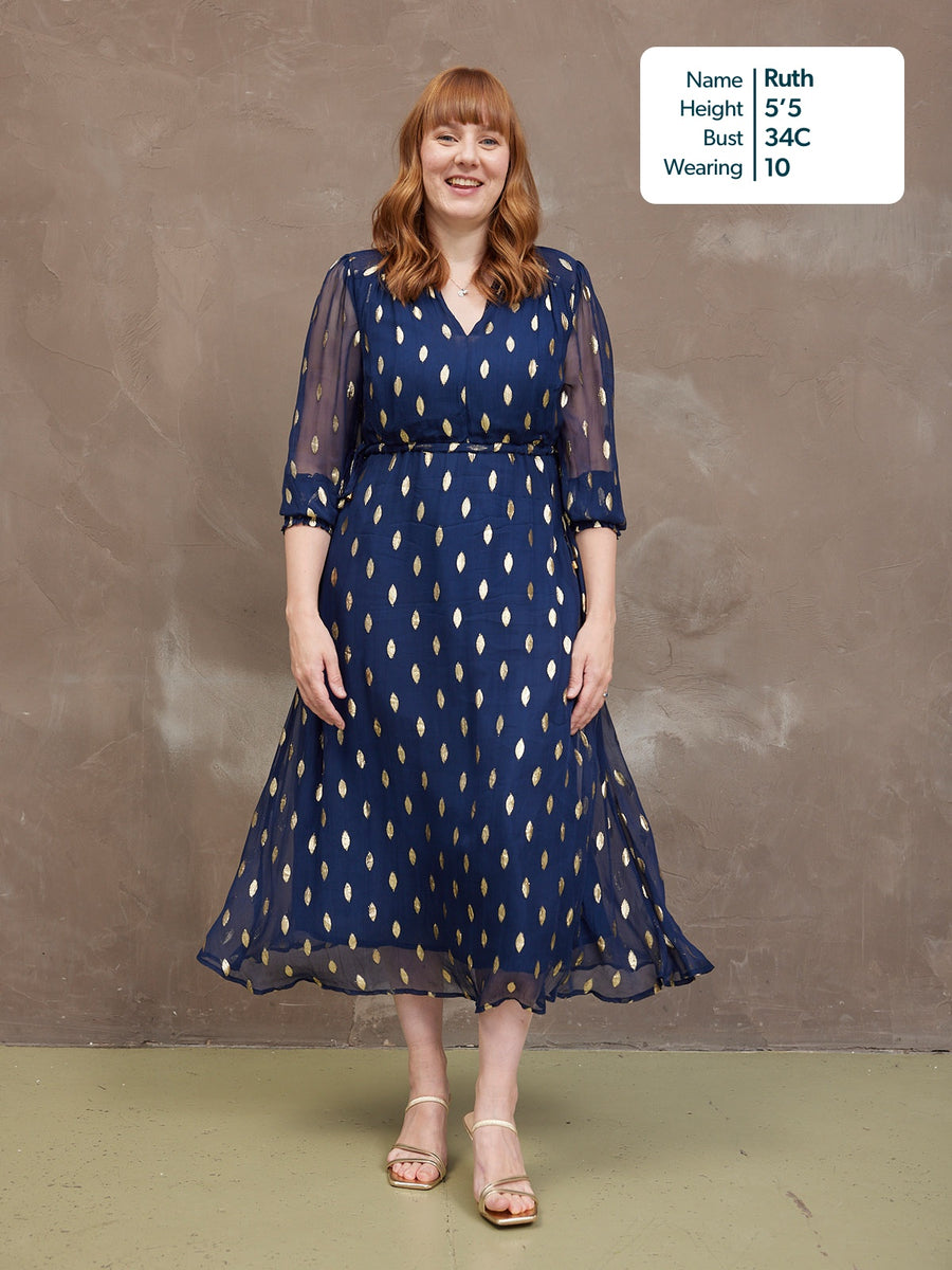 Libby Lurex Dress - Navy and Gold This is Unfolded Libby Lurex Dress - Navy and Gold This is Unfolded