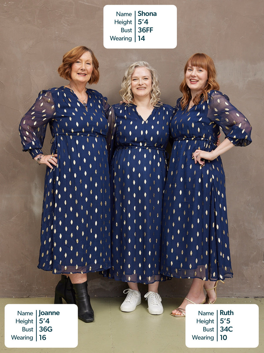 Libby Lurex Dress - Navy and Gold