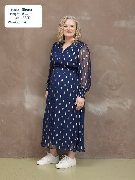 Libby Lurex Dress - Navy and Gold