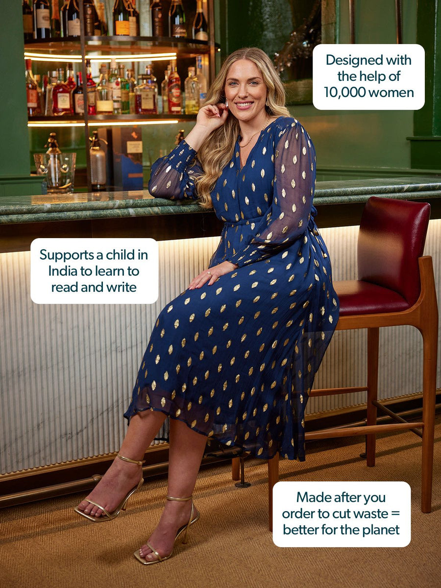 Libby Lurex Dress - Navy and Gold