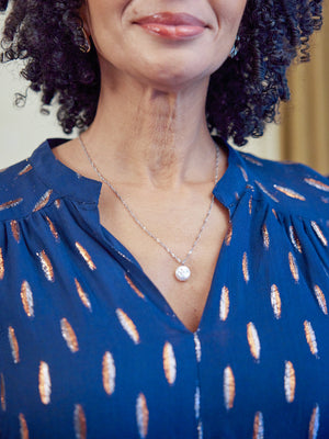 Libby Lurex Dress - Navy and Bronze / Silver