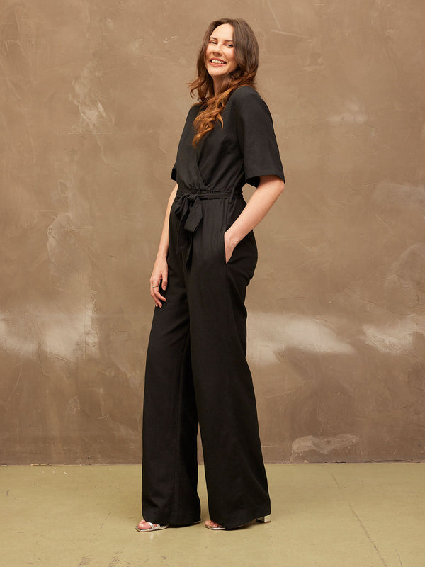 Linda - Wrap Jumpsuit - Black