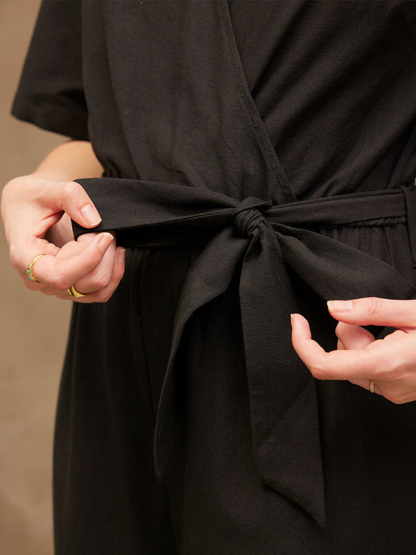 Linda - Wrap Jumpsuit - Black