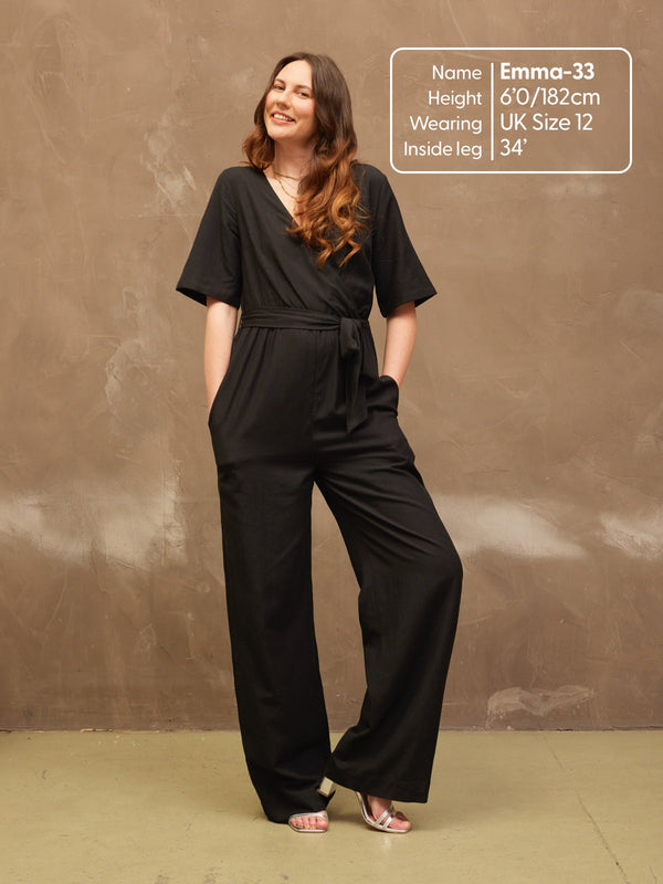 Linda - Wrap Jumpsuit - Black