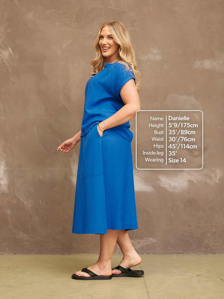 Julie Pocket Front Linen Skirt