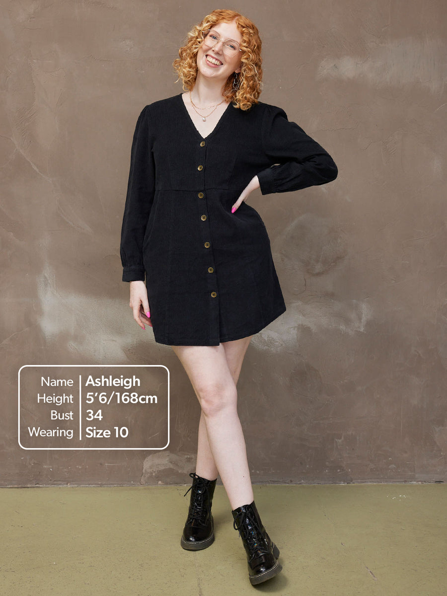 Liv - Cord Mini Dress - Black