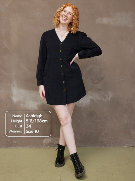 Liv - Cord Mini Dress - Black