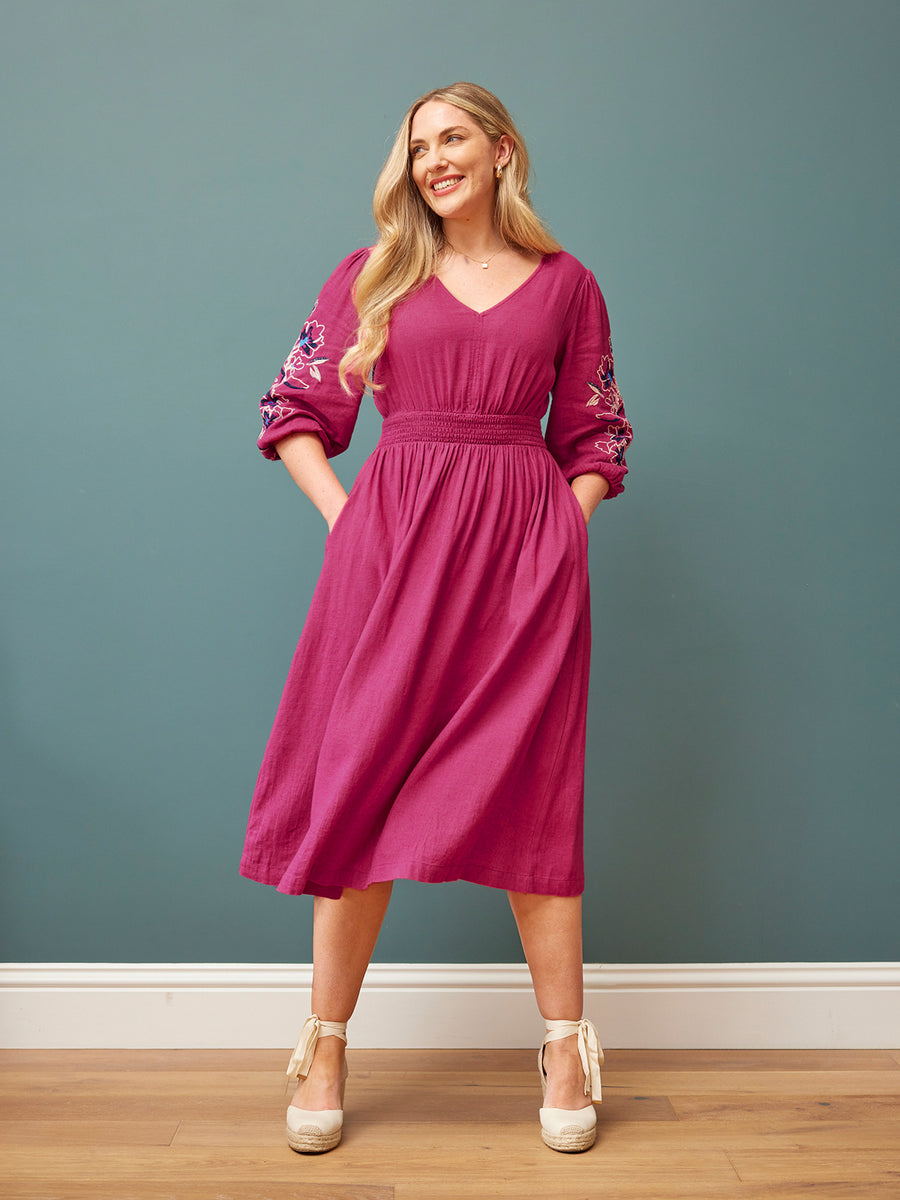 Lizzy Pink Embroidered Dress