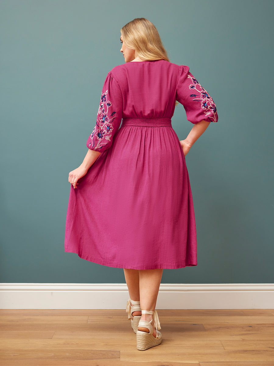 Lizzy Pink Embroidered Dress