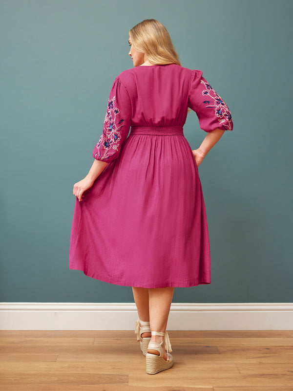 Lizzy Pink Embroidered Dress – This is Unfolded