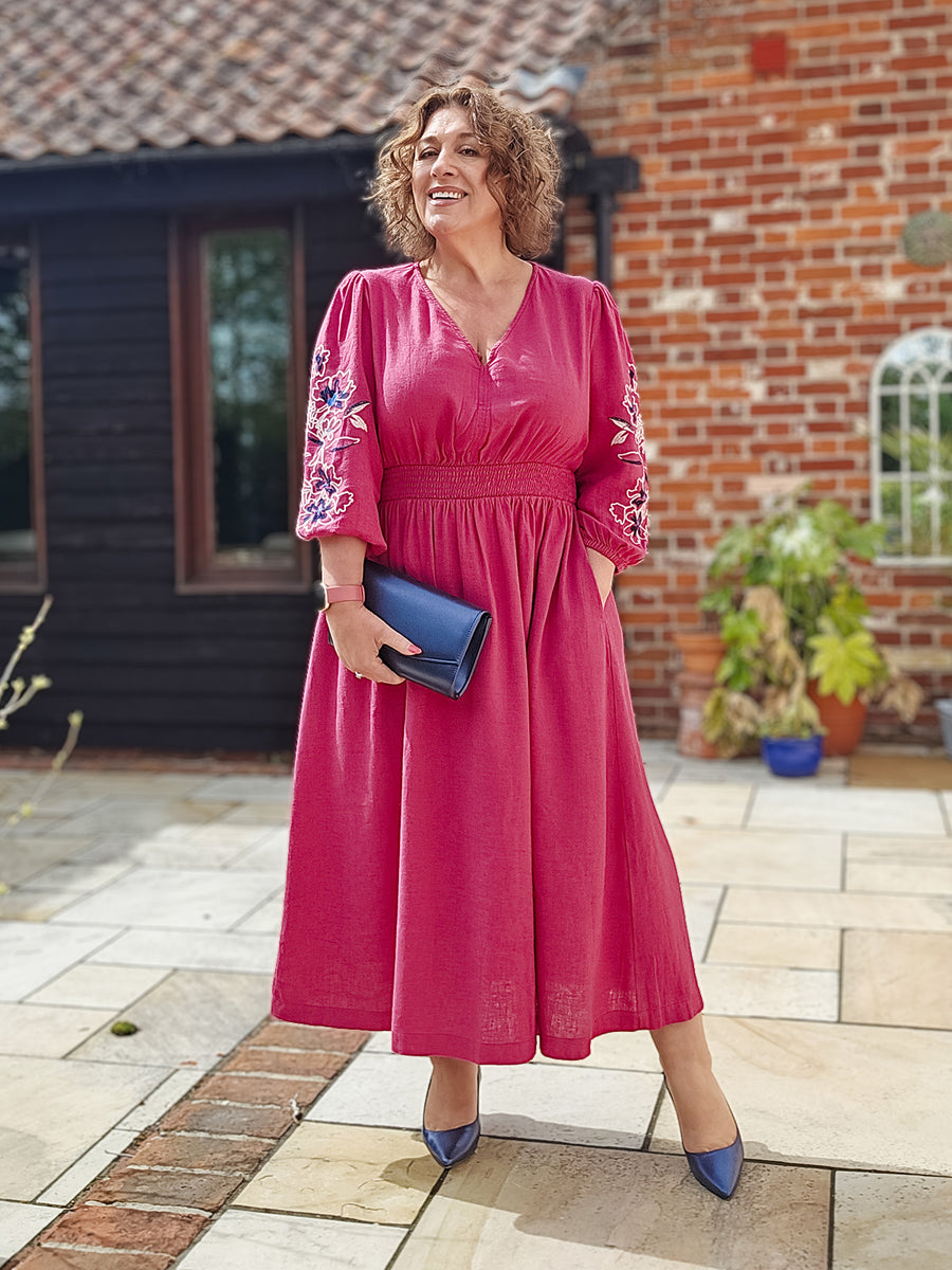 Lizzy Pink Embroidered Dress