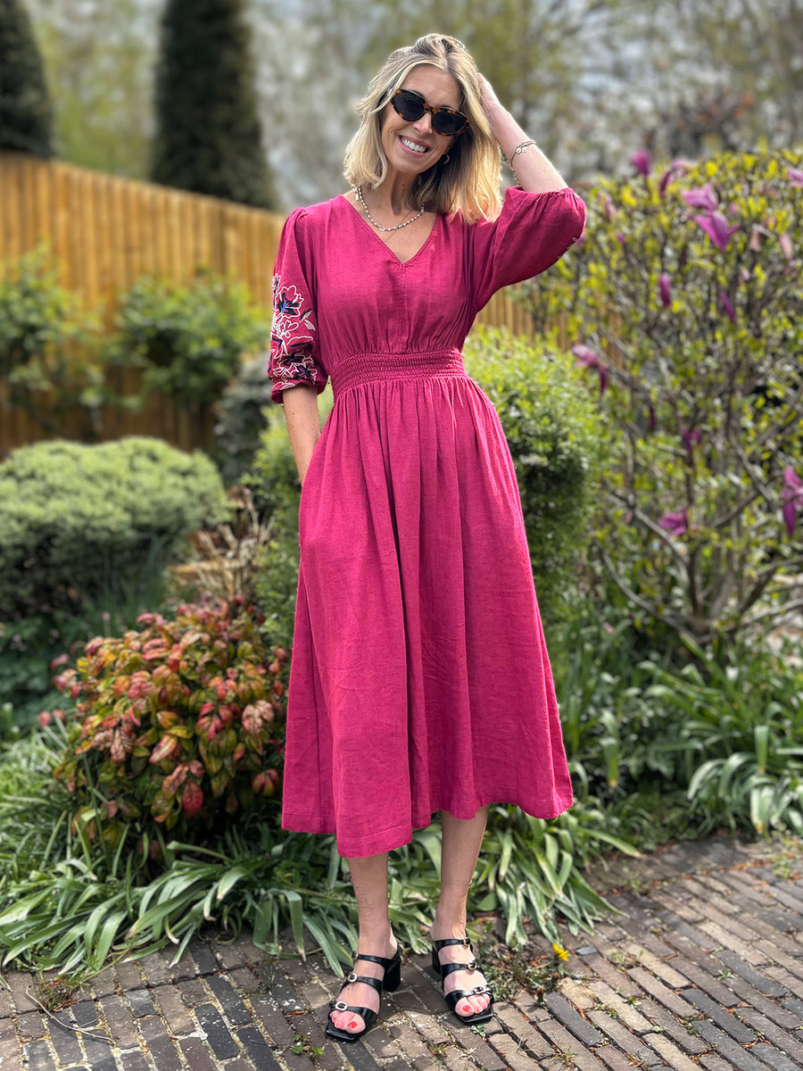 Lizzy Pink Embroidered Dress