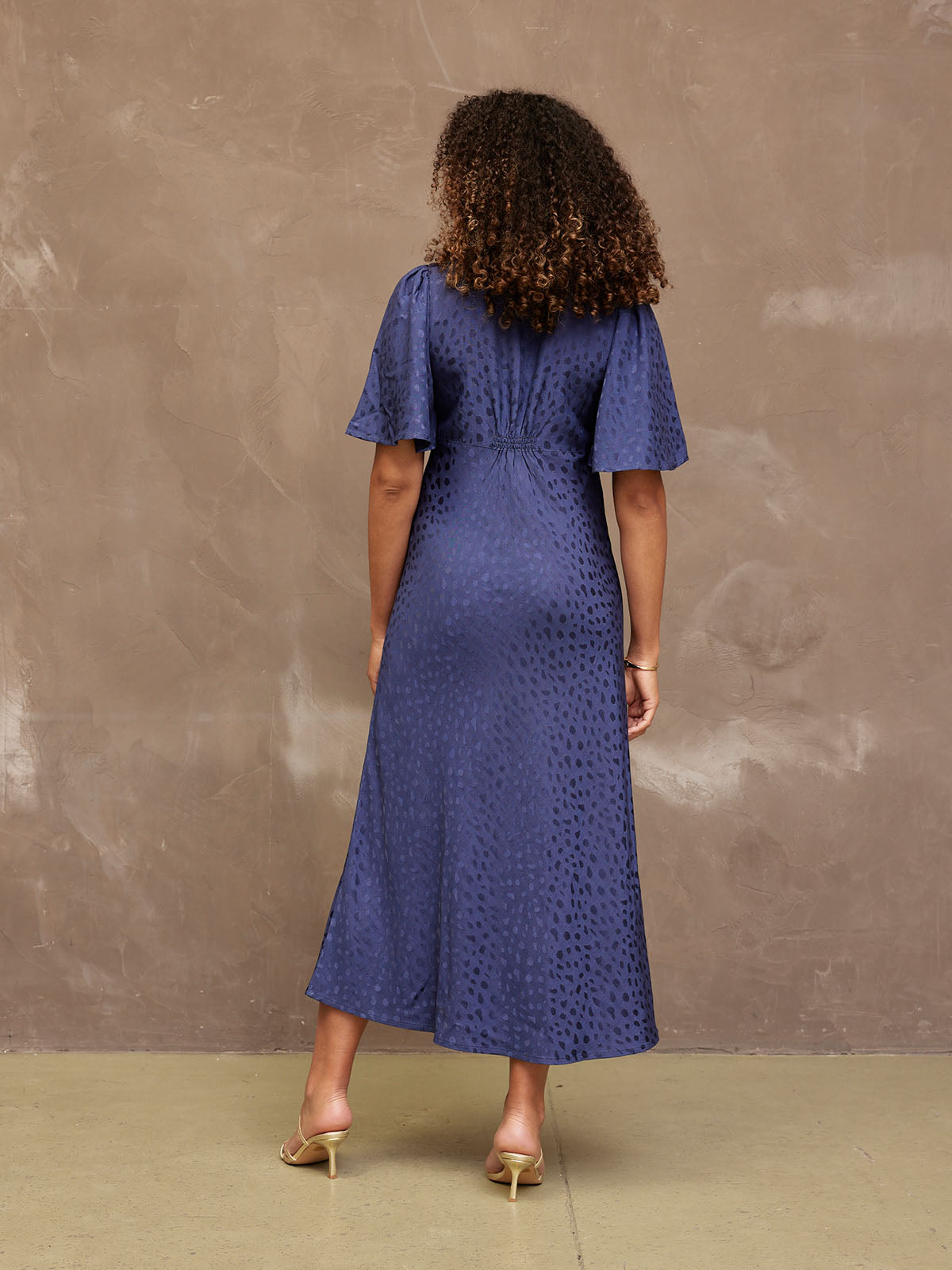 Lois - Angel Sleeve Satin Dress - Navy – This is Unfolded