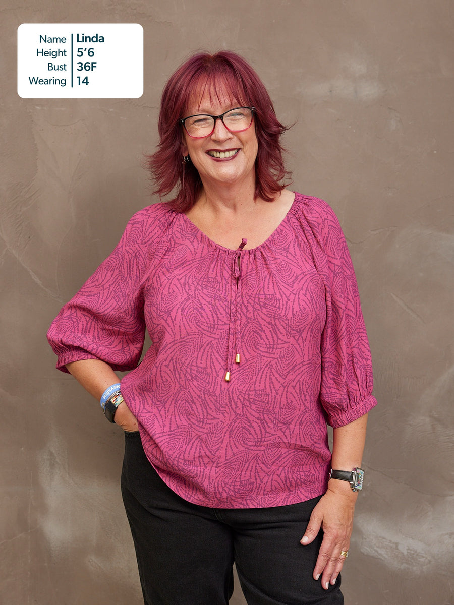 Lottie Top - Pink Abstract Dot Print