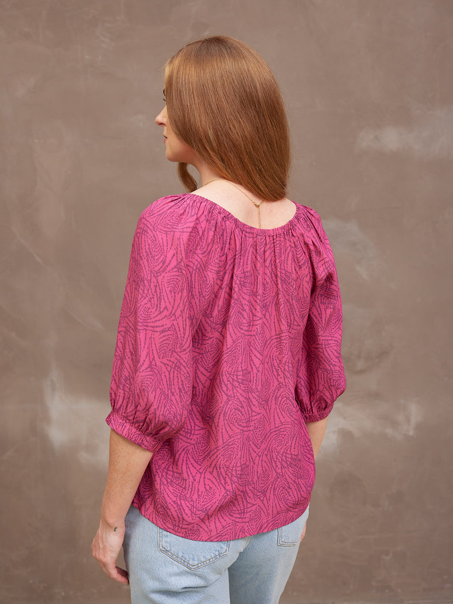 Lottie Top - Pink Abstract Dot Print