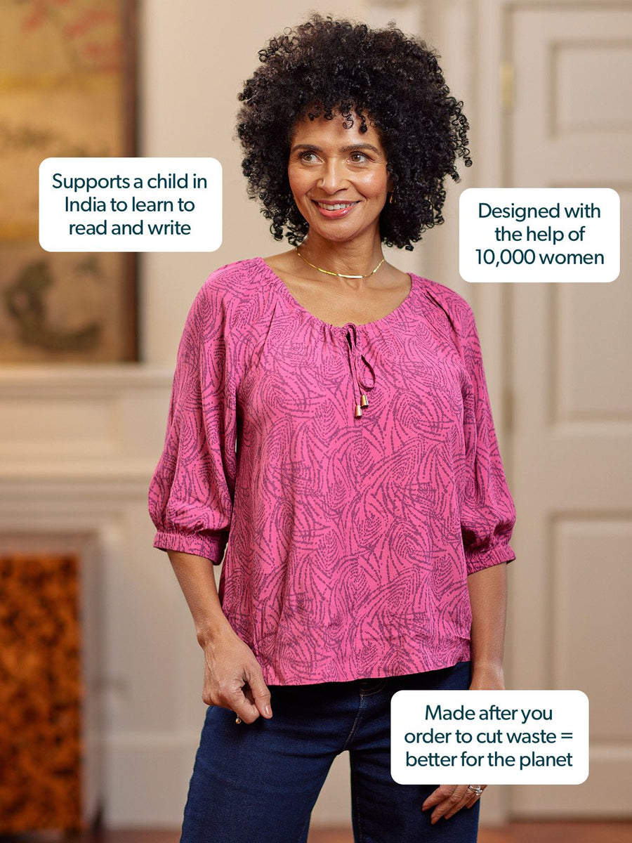 Lottie Top - Pink Abstract Dot Print