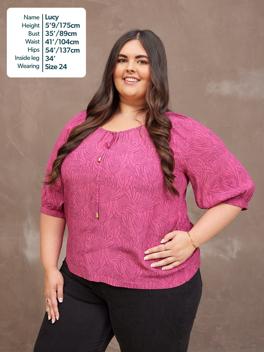 Lottie Top - Pink Abstract Dot Print