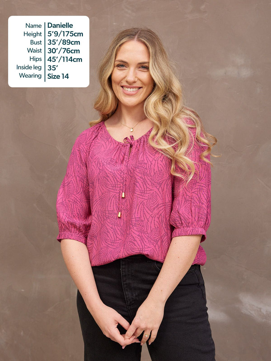 Lottie Top - Pink Abstract Dot Print