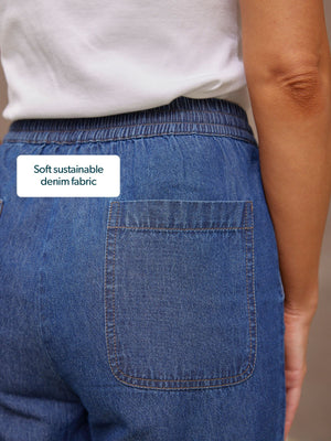 Lynn Drawcord Waist Trouser - Denim