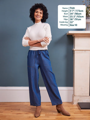 Lynn Drawcord Waist Trouser - Denim