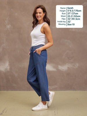 Lynn Drawcord Waist Trouser - Denim