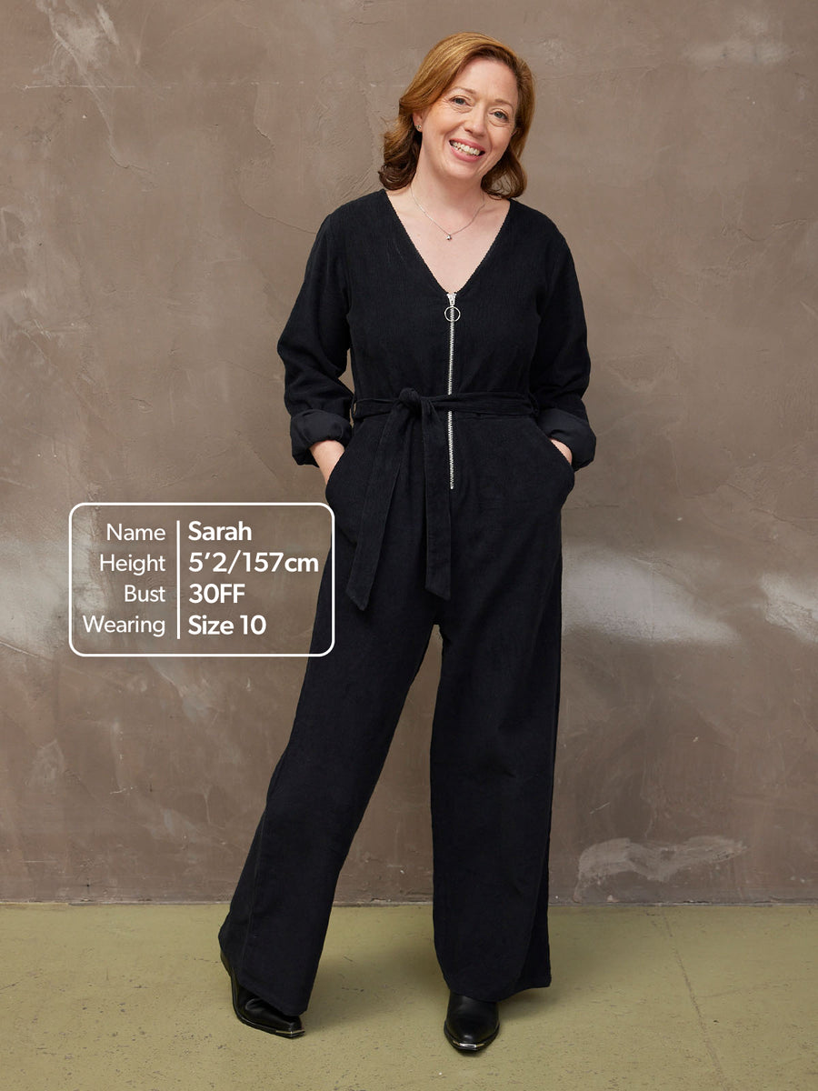 Maci - Cord Zip Jumpsuit - Black