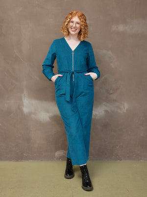 Maci - Cord Zip Jumpsuit - Teal