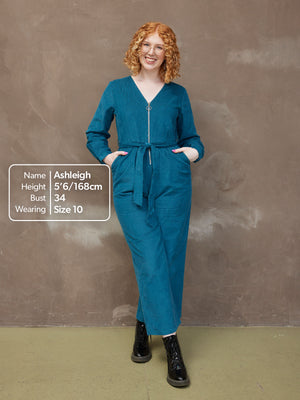 Maci - Cord Zip Jumpsuit - Teal