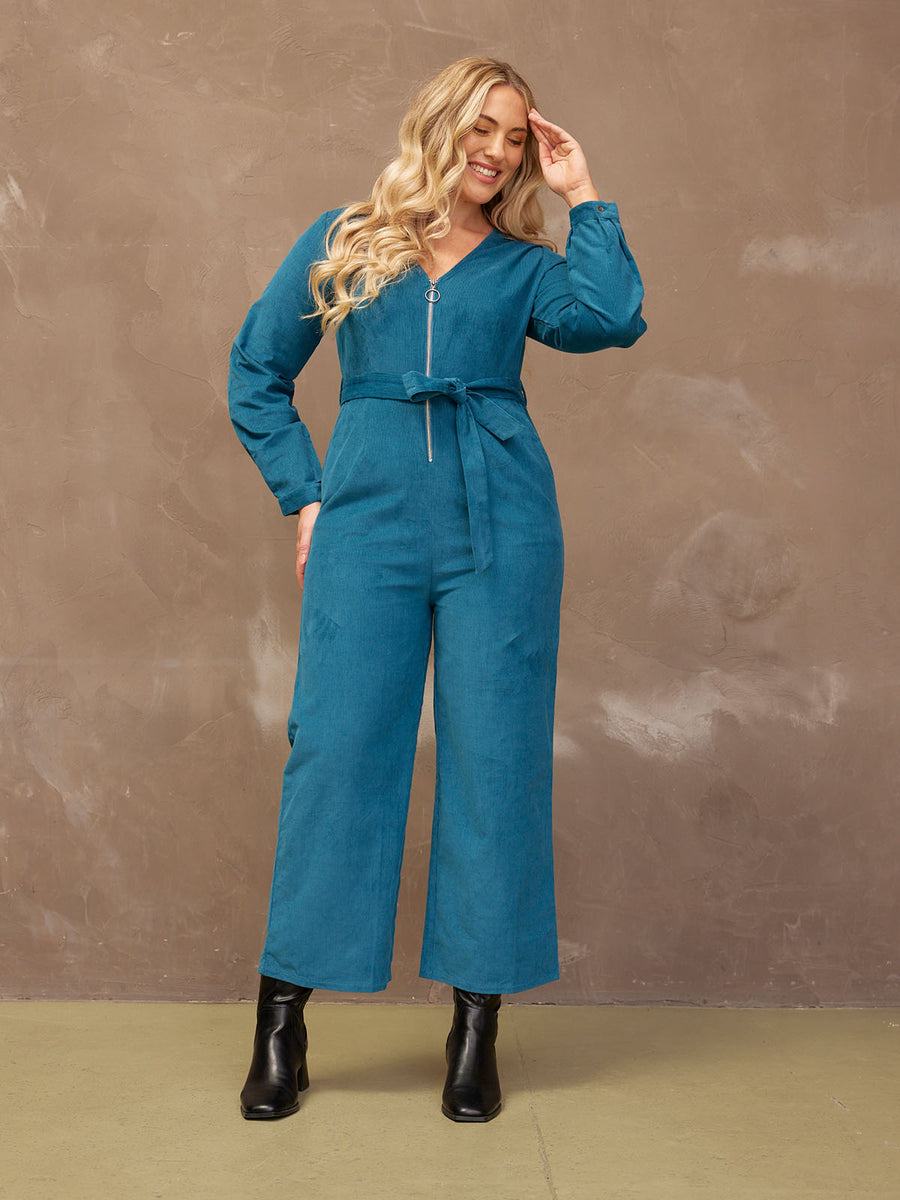 Maci - Cord Zip Jumpsuit - Teal