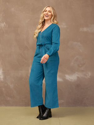 Maci - Cord Zip Jumpsuit - Teal