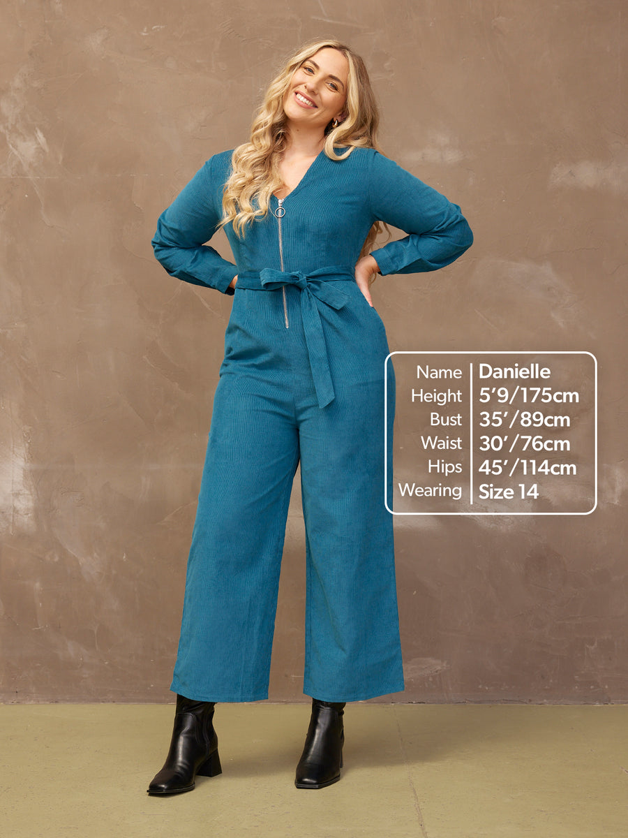 Maci - Cord Zip Jumpsuit - Teal