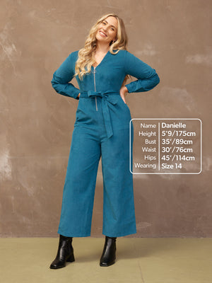 Maci - Cord Zip Jumpsuit - Teal