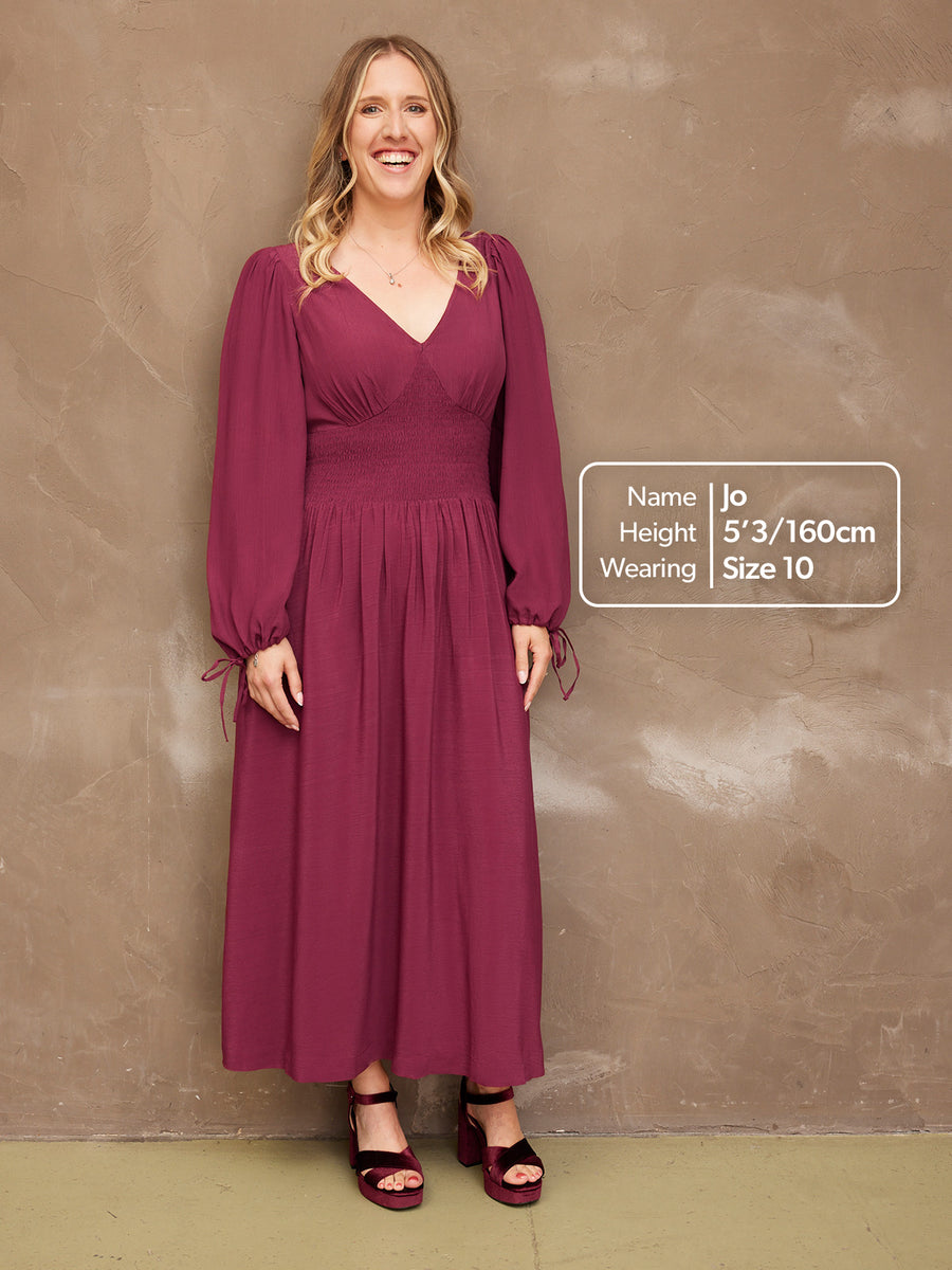 Maddie - V Neck Dress - Burgundy This is Unfolded Maddie - V Neck Dress - Burgundy This is Unfolded