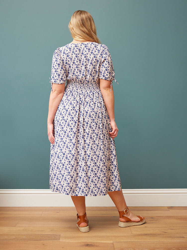 Maddie White Ditsy Print Midi Dress