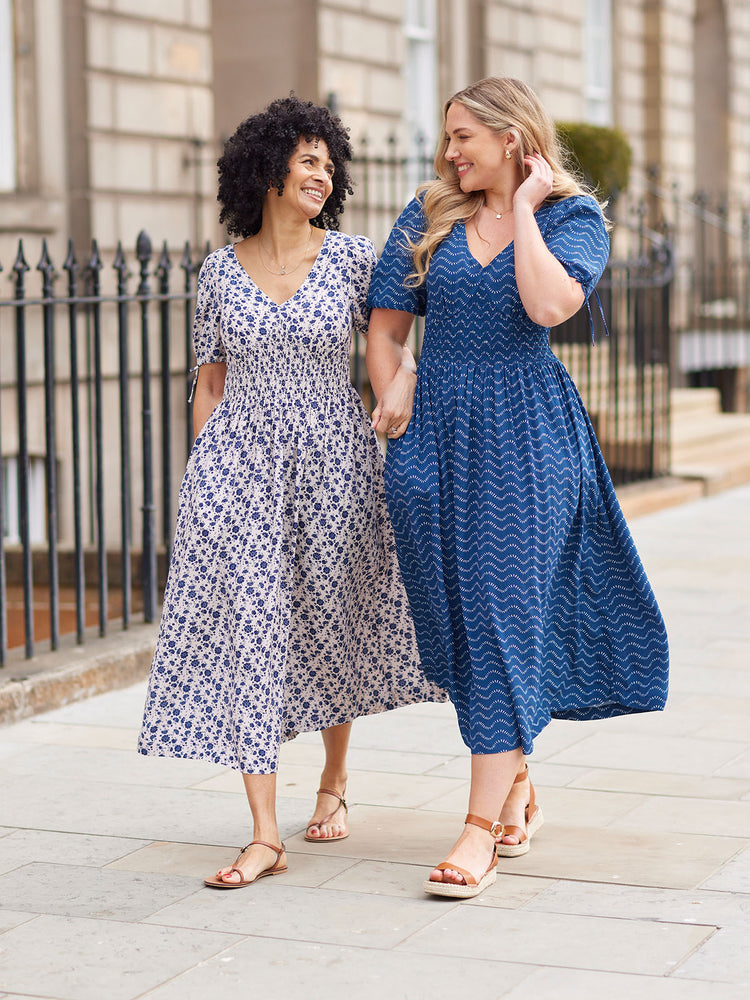 Maddie White Ditsy Print Midi Dress