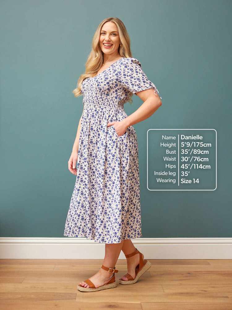 Maddie White Ditsy Print Midi Dress