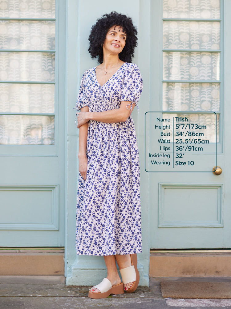 Maddie White Ditsy Print Midi Dress