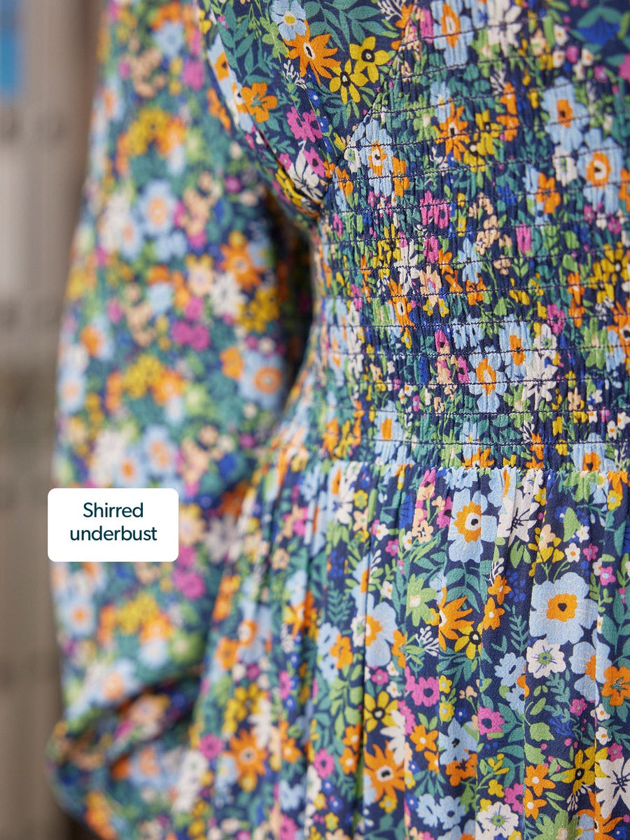 Maddie V-Neck Dress - Multi Coloured Floral