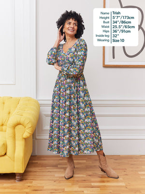 Maddie V-Neck Dress - Multi Coloured Floral